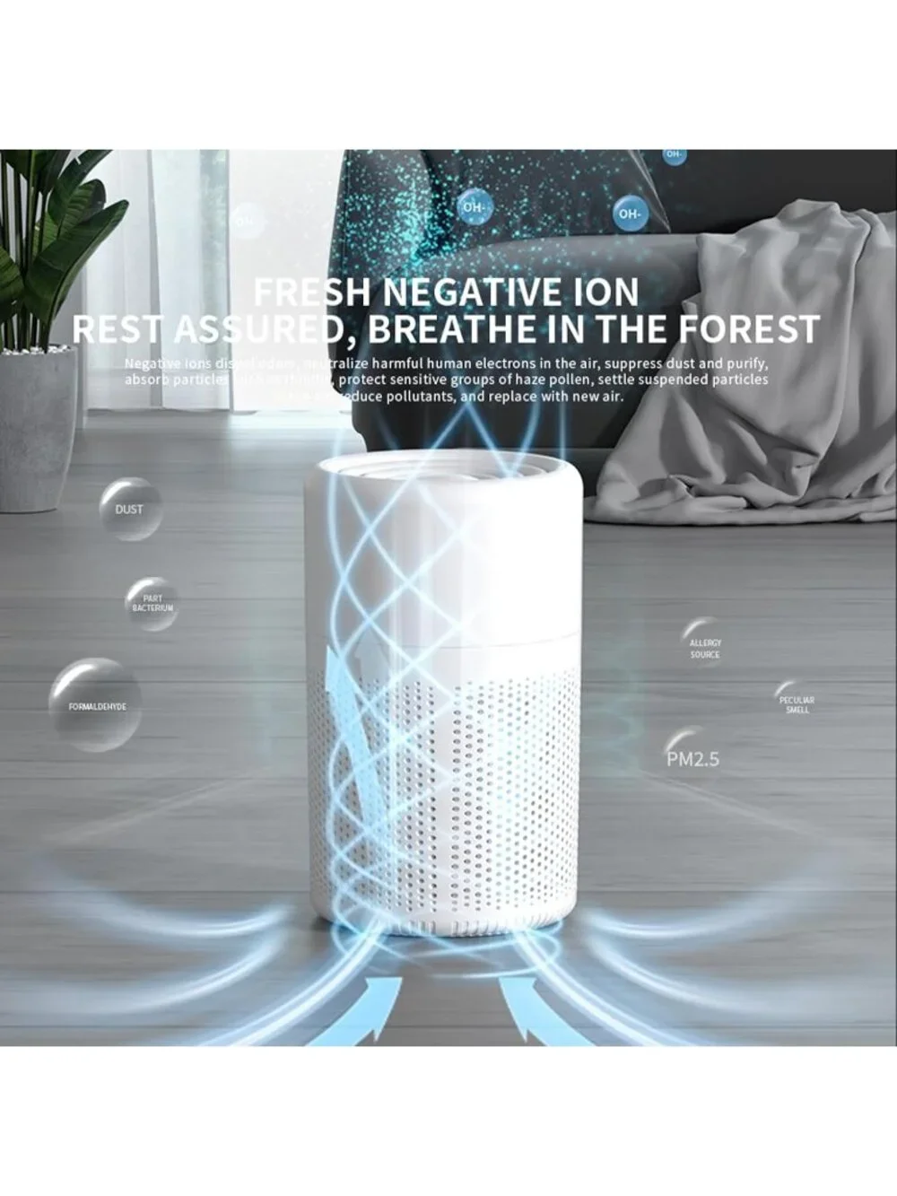 Air Purifier Small Spaces 320ft² HEPA Aromatherapy Pet Dander Odors Smoke White